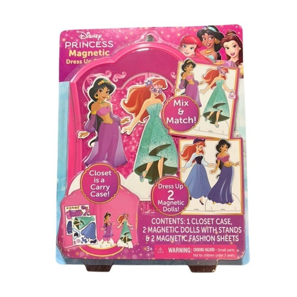 Disney Princess Magnetic Dress Up Closet Ariel Jasmine Travel Carry Case Toy New